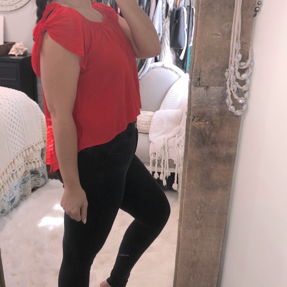 Altr’D State size small red boho tie sleeve top - Picture 4 of 6